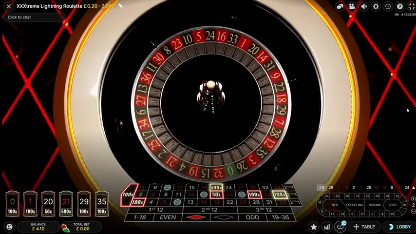 XXXTreme Lightning Roulette — capture d'écran