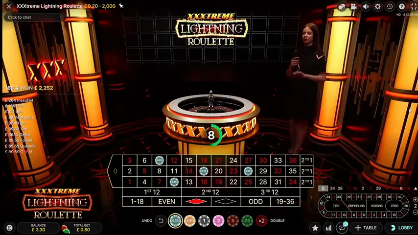 XXXTreme Lightning Roulette — capture d'écran